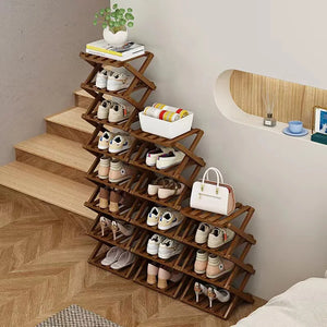 2–6 Tier Foldable Bamboo Shoe Rack – Breathable Home Shoe Shelf, Space-Saving Storage Organizer

Foldable Bamboo Shoe Rack with 2 to 6 Tiers for Entryway and Closet Organization

