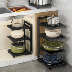 Adjustable Carbon Steel Pot & Pan Storage Rack

Adjustable carbon steel kitchen pot and pan storage rack with multi-layer snap-on design for cookware organization


