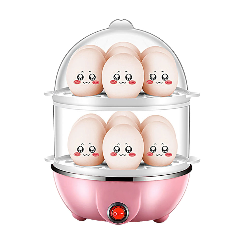 Double Layer Egg Cooker – 14 Egg Capacity Electric Boiler with Auto Shut-Off & Measuring Cup

Double layer electric egg cooker with 14 egg capacity, steam function, measuring cup, and auto shut-off

