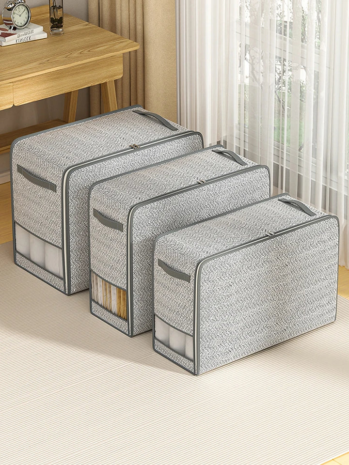 Gray Clothes & Quilt Storage Bag – Waterproof Wardrobe Organizer with Transparent Window

Gray waterproof storage bag with transparent window for quilt, clothes, and bedding organization

