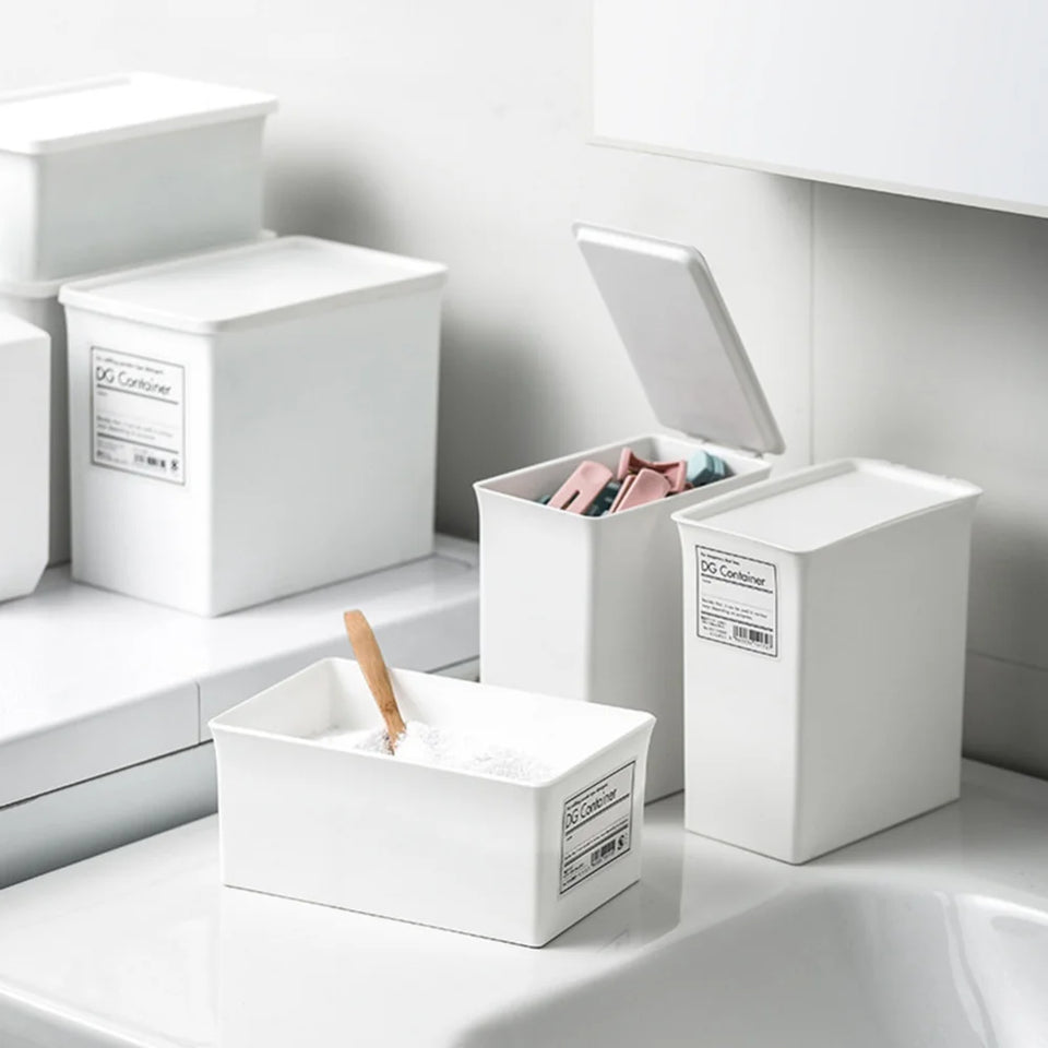 Kitchen sundry storage box with lid, desktop organizer for laundry, beads, powder, and clothes clips

