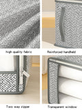 Gray Clothes & Quilt Storage Bag – Waterproof Wardrobe Organizer with Transparent Window
