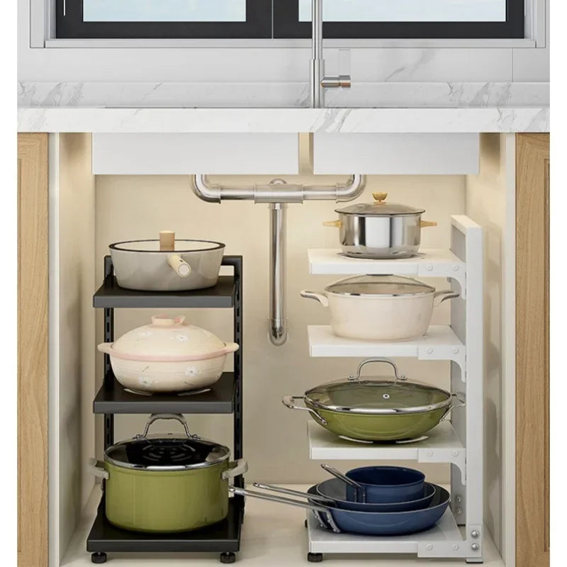 Adjustable Carbon Steel Pot & Pan Storage Rack