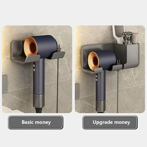 No-Drill Wall Hair Dryer Holder – Bathroom Shelf with Storage Box & Blower Stand