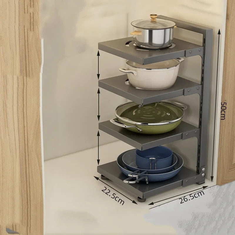 Adjustable Carbon Steel Pot & Pan Storage Rack