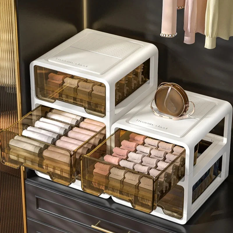Clear Stackable Underwear Organizer Drawer – Thickened Transparent Clothing Storage Box