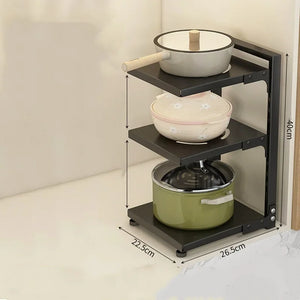 Adjustable Carbon Steel Pot & Pan Storage Rack