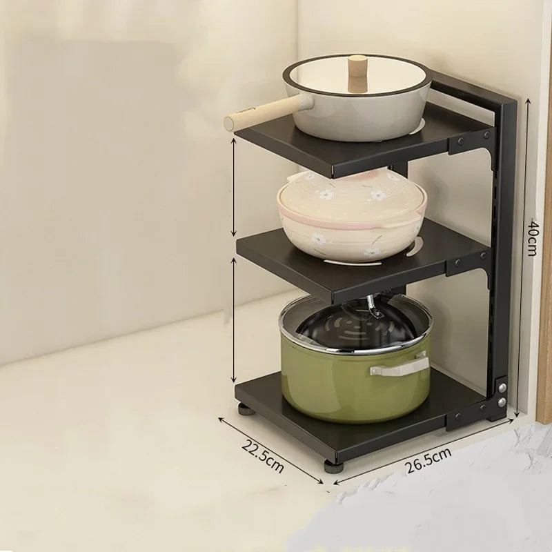 Adjustable Carbon Steel Pot & Pan Storage Rack
