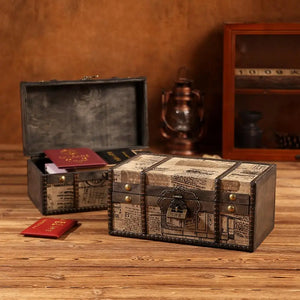 Vintage Jewelry Wood Box with Lock – Capacity Moisture-Proof Treasure Chest, Desktop Storage Organizer