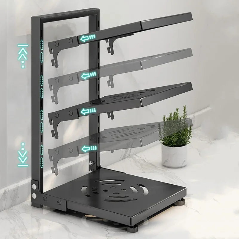 Adjustable Carbon Steel Pot & Pan Storage Rack