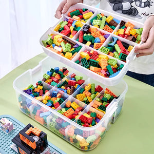 Kids Building Blocks Storage Box – Stackable Organizer Case with Handle