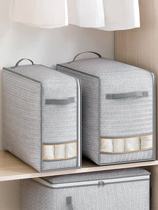 Gray Clothes & Quilt Storage Bag – Waterproof Wardrobe Organizer with Transparent Window