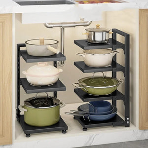 Adjustable Carbon Steel Pot & Pan Storage Rack