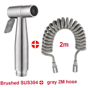 Brushed Stainless Steel Handheld Bidet Sprayer Set – Single Cold Water Faucet