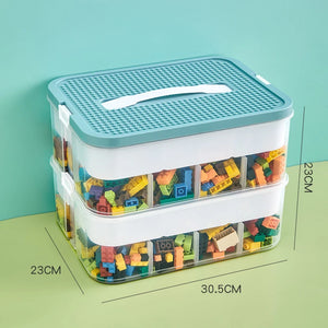 Kids Building Blocks Storage Box – Stackable Organizer Case with Handle