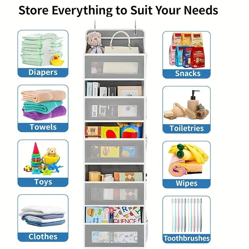 5-Shelf Hanging Organizer with Large Pockets – Over Door Storage