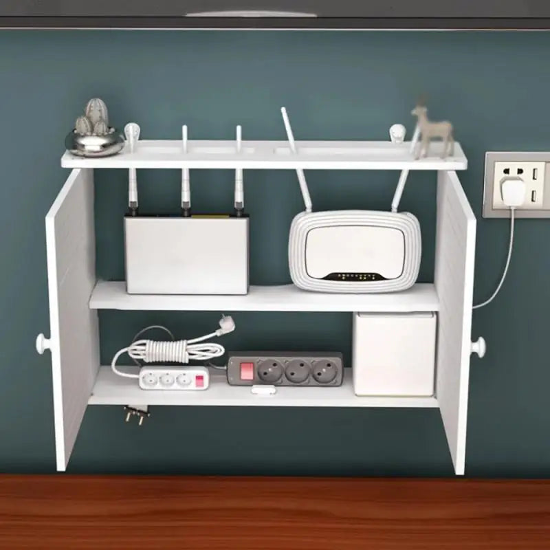 Wireless WiFi Router Storage Box – Wall Hanging Plug Board Bracket & Cable Organizer