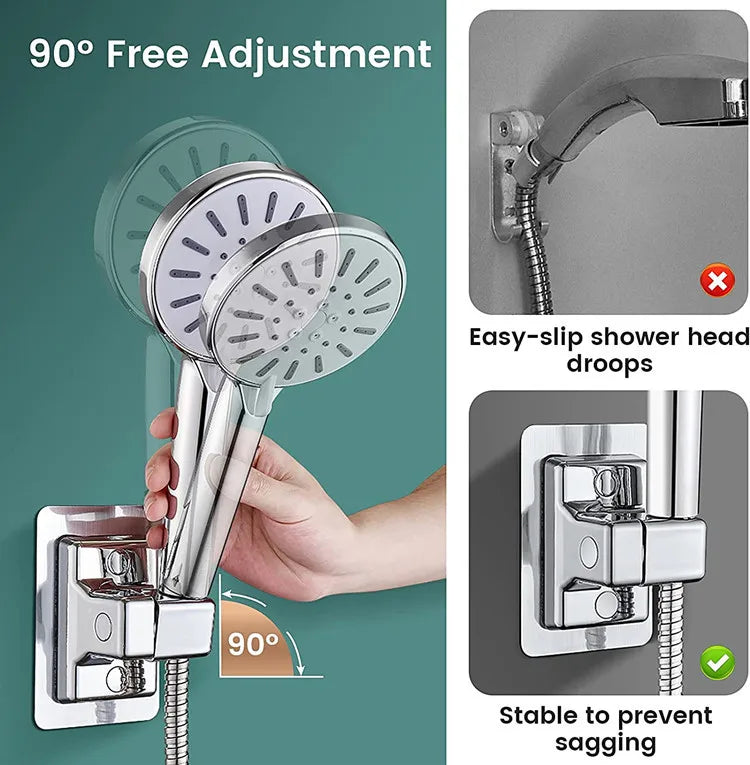 Adjustable Self-Adhesive Shower Head Holder – Wall-Mounted Handheld Bracket for Bathroom