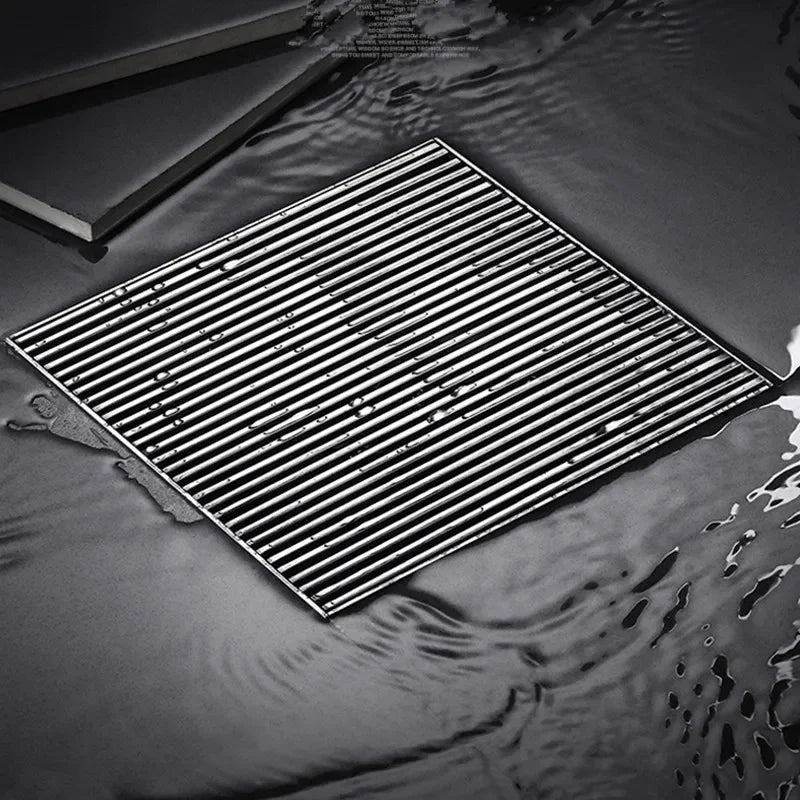 Large Floor Drain 304 Stainless Steel 12/15/20/30cm Square Linear Bathroom Floor Drains Outdoor Courtyard Large Diameter Drain