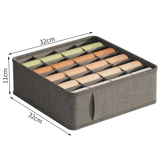 Drawer Organizer Box with 6/7/20 Grids – Underwear, Socks, Bra & Pants Storage Divider