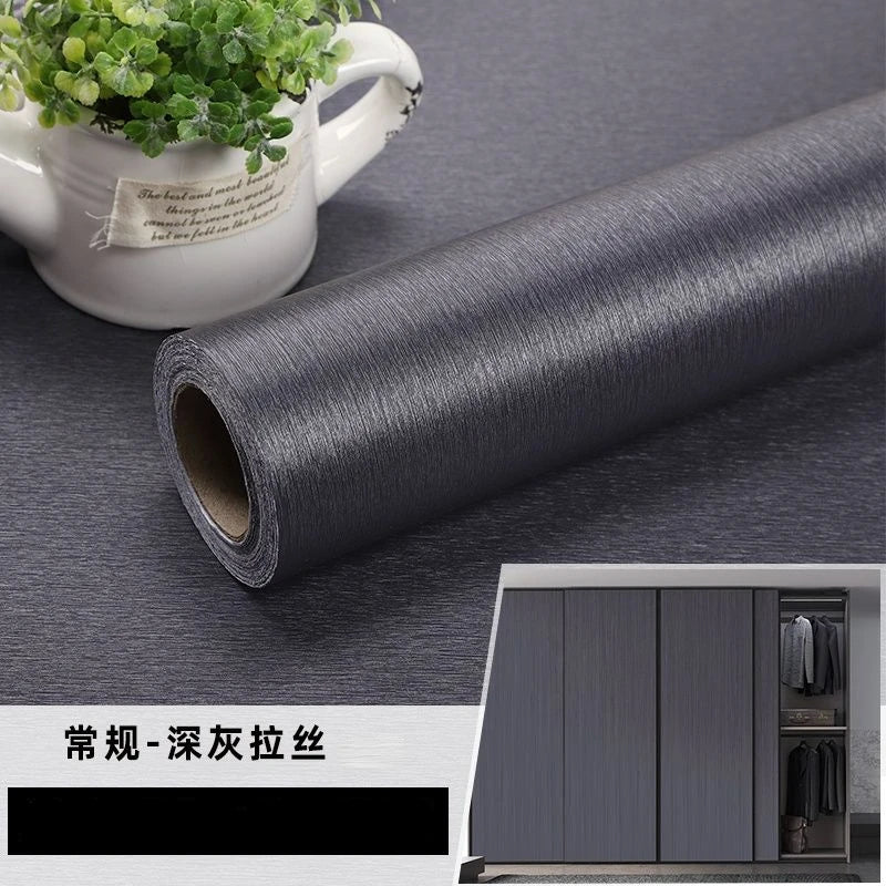 Self-adhesive Brushed Sticker Stainless Steel Air Conditioner Washing Machine Cabinet Door Waterproof Wallpaper Home Decoration