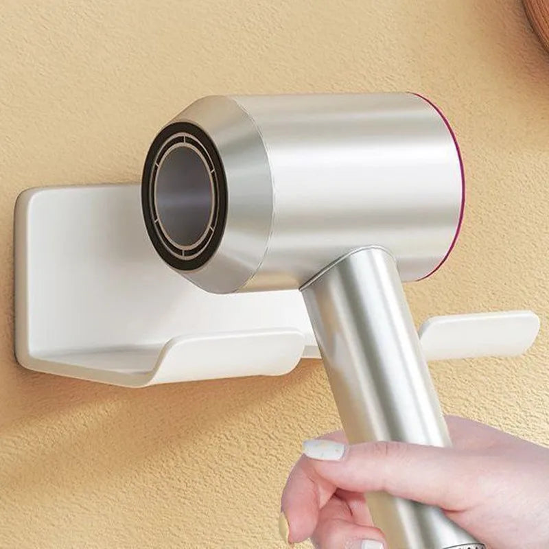 No-Drill Wall Hair Dryer Holder – Bathroom Shelf with Storage Box & Blower Stand