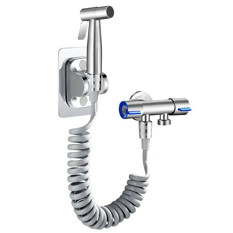 Brushed Stainless Steel Handheld Bidet Sprayer Set – Single Cold Water Faucet