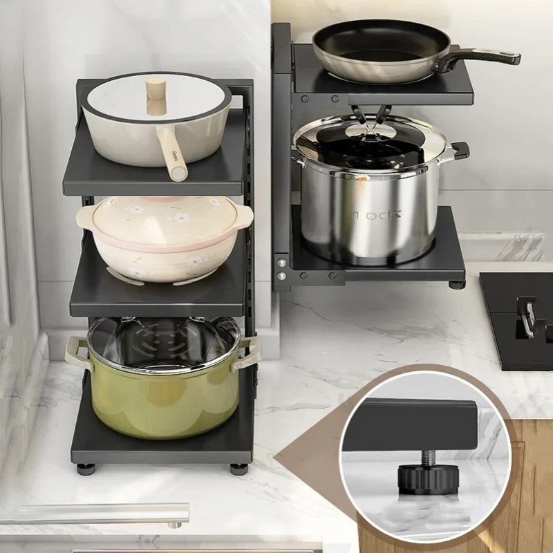 Adjustable Carbon Steel Pot & Pan Storage Rack