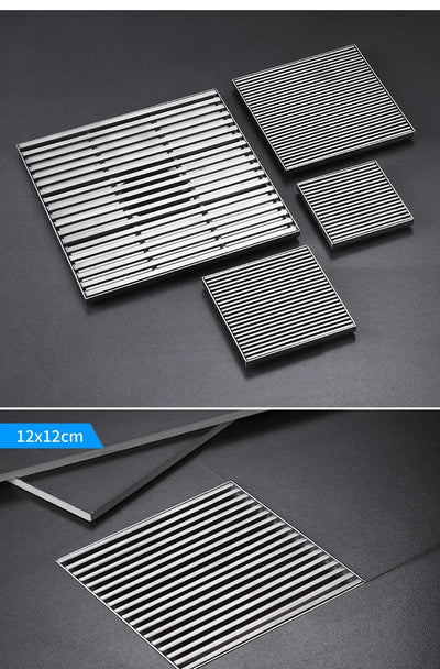 Large Floor Drain 304 Stainless Steel 12/15/20/30cm Square Linear Bathroom Floor Drains Outdoor Courtyard Large Diameter Drain