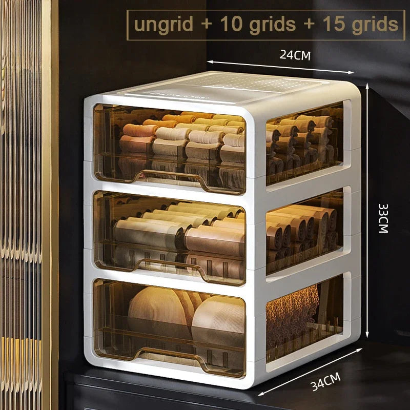Clear Stackable Underwear Organizer Drawer – Thickened Transparent Clothing Storage Box