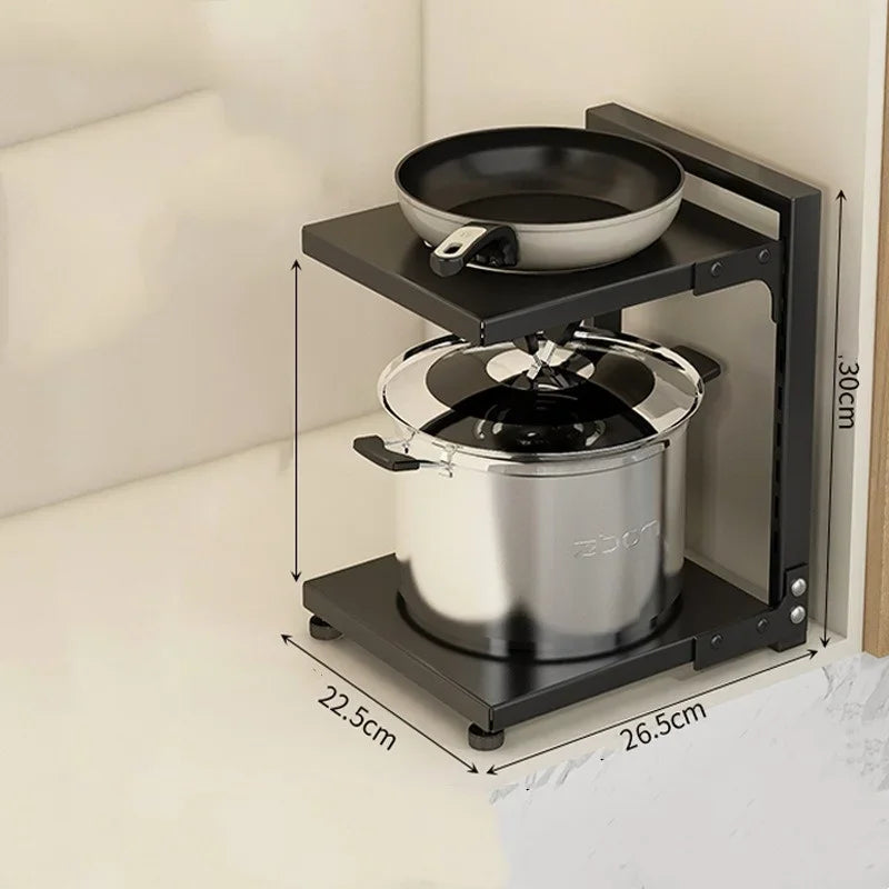 Adjustable Carbon Steel Pot & Pan Storage Rack