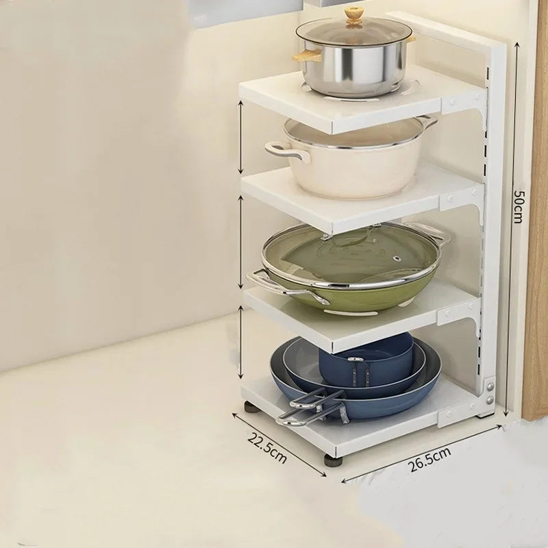 Adjustable Carbon Steel Pot & Pan Storage Rack