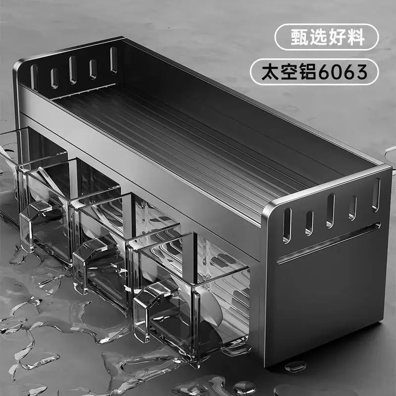 Stainless Steel Wall-Mounted Spice Rack – Multi-Functional Kitchen Storage Box