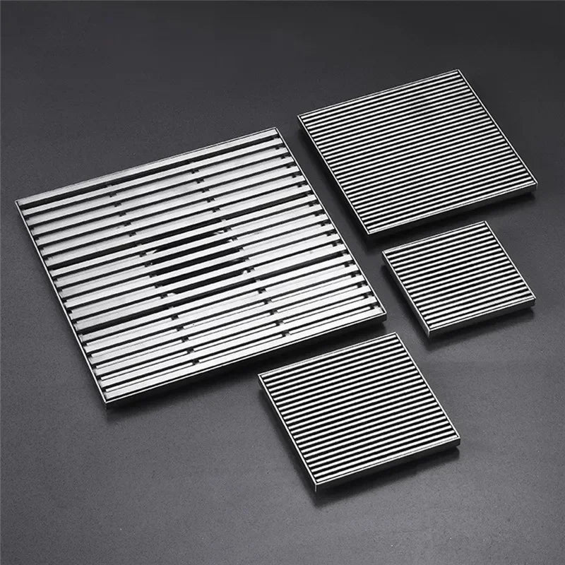 304 Stainless Steel Linear Floor Drain – Square Bathroom & Outdoor Courtyard Drain (12–30cm)

