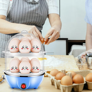 Double Layer Egg Cooker – 14 Egg Capacity Electric Boiler with Auto Shut-Off & Measuring Cup