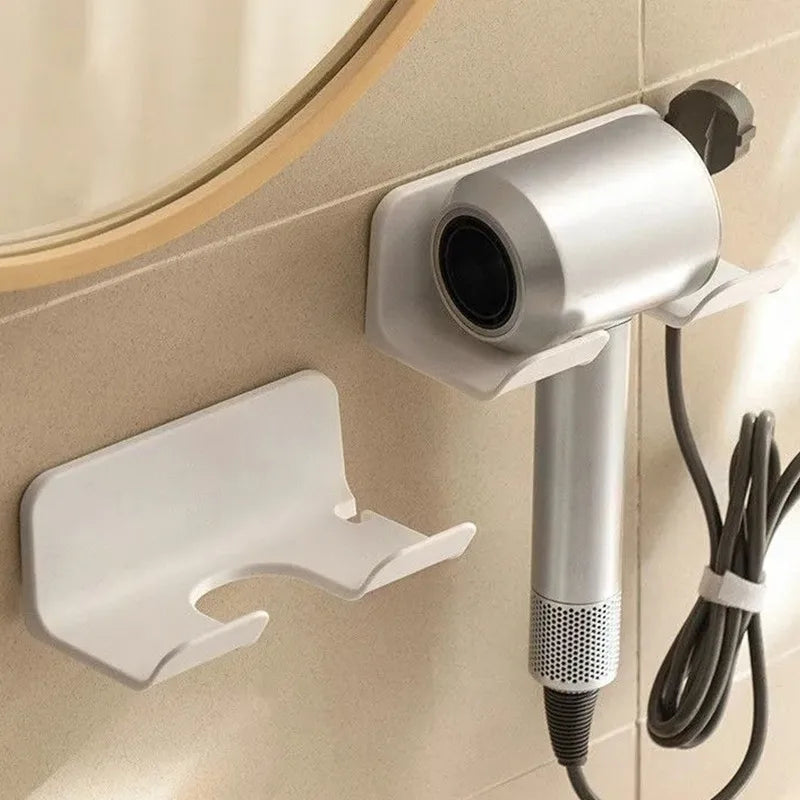 No-Drill Wall Hair Dryer Holder – Bathroom Shelf with Storage Box & Blower Stand