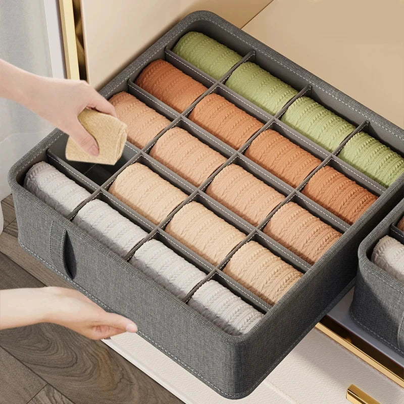 Drawer Organizer Box with 6/7/20 Grids – Underwear, Socks, Bra & Pants Storage Divider