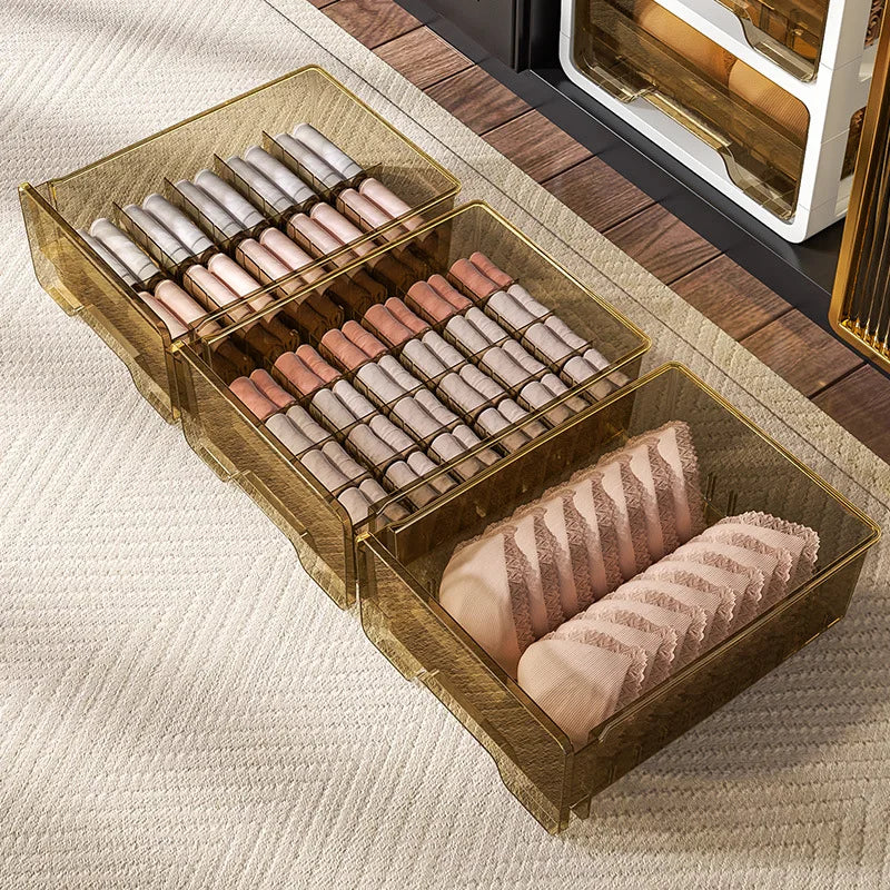 Clear Stackable Underwear Organizer Drawer – Thickened Transparent Clothing Storage Box