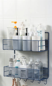 Punch-Free Bathroom Wall Storage Rack – Self-Adhesive Iron Mesh Shelf