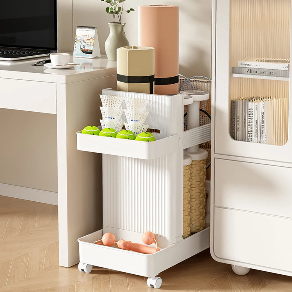 Yoga Mat & Sports Equipment Storage Rack with Wheels – Home Gym Organizer Basket