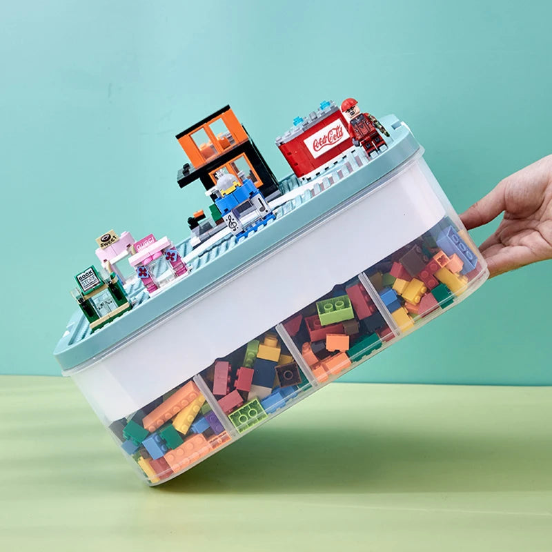 Kids Building Blocks Storage Box – Stackable Organizer Case with Handle