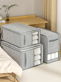 Gray Clothes & Quilt Storage Bag – Waterproof Wardrobe Organizer with Transparent Window