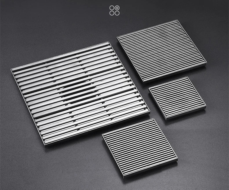 Large Floor Drain 304 Stainless Steel 12/15/20/30cm Square Linear Bathroom Floor Drains Outdoor Courtyard Large Diameter Drain