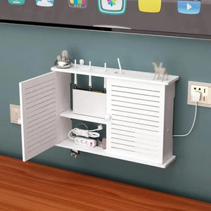 Wireless WiFi Router Storage Box – Wall Hanging Plug Board Bracket & Cable Organizer