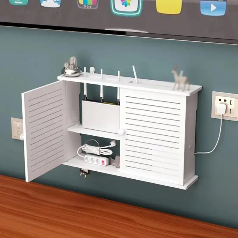 Wireless WiFi Router Storage Box – Wall Hanging Plug Board Bracket & Cable Organizer
