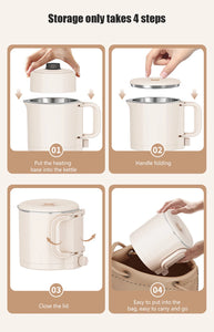 Folding Electric Kettle 220V – 304 Stainless Steel Portable Water & Noodle Cooker