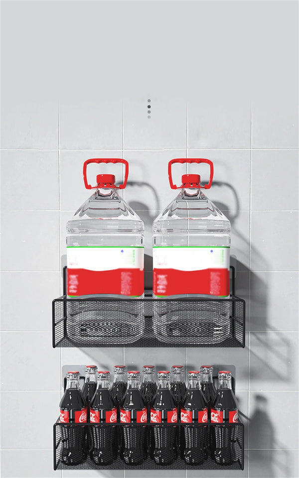 Punch-Free Bathroom Wall Storage Rack – Self-Adhesive Iron Mesh Shelf
