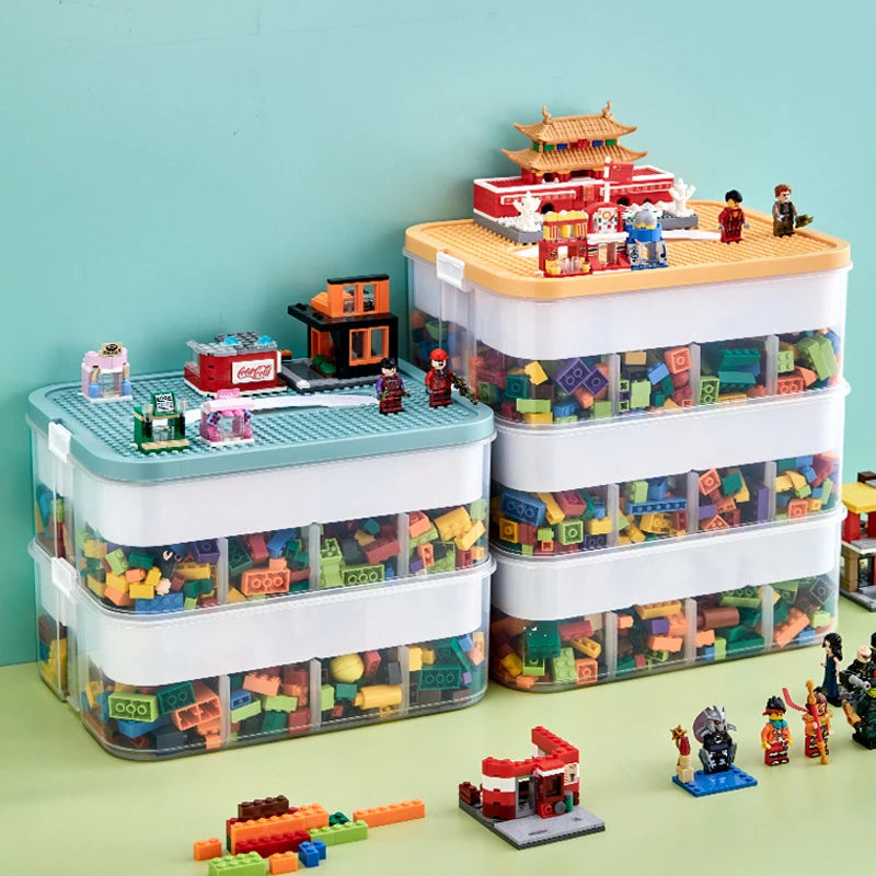 Kids Building Blocks Storage Box – Stackable Organizer Case with Handle