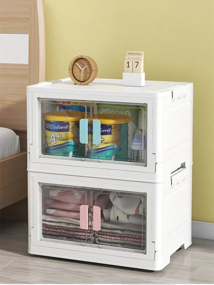 Foldable Stackable Storage Bins with Lids – Clothes & Blanket Organizer