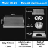 304 Stainless Steel Linear Floor Drain – Square Bathroom & Outdoor Courtyard Drain (12–30cm)